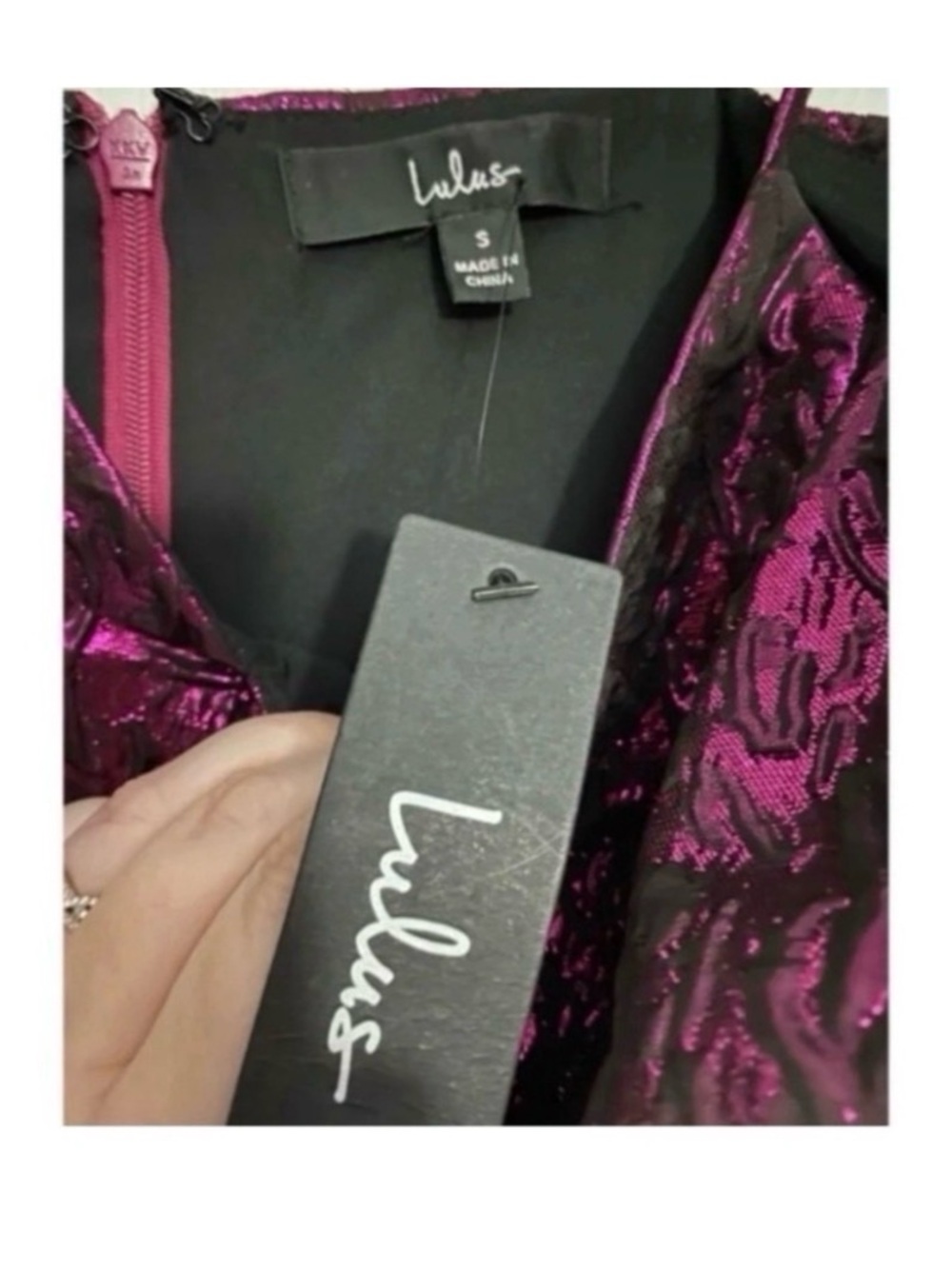 LULUS Magenta Metallic Mini Dress Size Small New! - Picture 6 of 8